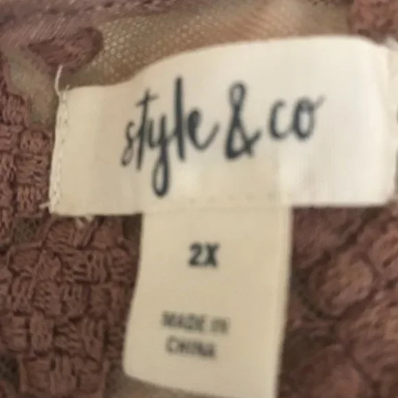 FINAL PRICE - Style & Co Brown Shimmer Sleeveless Tunic w/Illusion Neckline 2X - Picture 10 of 10